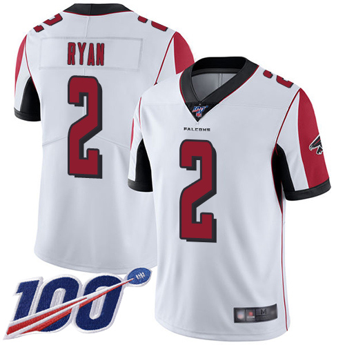 Atlanta Falcons Limited White Men Matt Ryan Road Jersey NFL Football #2 100th Season Vapor Untouchable->youth nfl jersey->Youth Jersey
